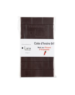 Tablette de chocolat noir 64% au Piment d'Espelette